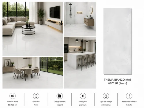 Gresie THEMA BIANCO MAT  60*120 ( 9mm)