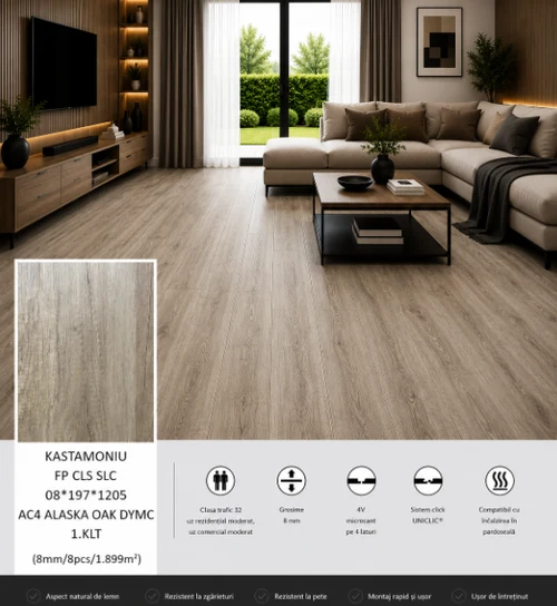 Laminat KASTAMONIU FP CLS SLC 08*197*1205 AC4 ALASKA OAK DYMC 1.KLT (8mm/8pcs/1.899m2)