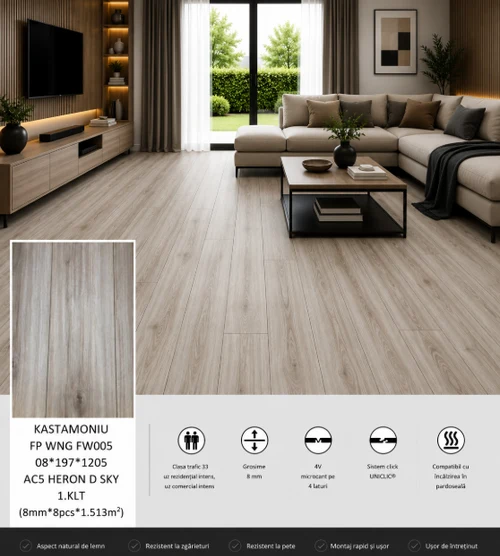 Laminat KASTAMONIU FP WNG FW005 08*197*1205 AC5 HERON D SKY 1.KLT