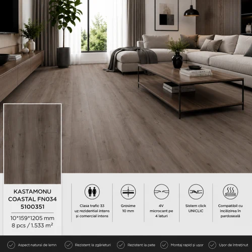 Laminat KASTAMONIU 10*159*1205 COASTAL FN034 5100351 (10mm*8pcs*1.533m2)