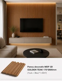Panou decorativ MDP 3D GOLDEN TEAK 170*2800mm (1cut.= 3buc*1.43m2)