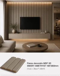 Panou decorativ MDF 3D SMOKY AMETHYST 186*2800mm (1cut.= 3buc*1.56m2)