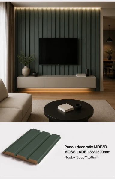Panou decorativ MDF3D MOSS JADE 186*2800mm  (1cut.= 3buc*1.56m2)